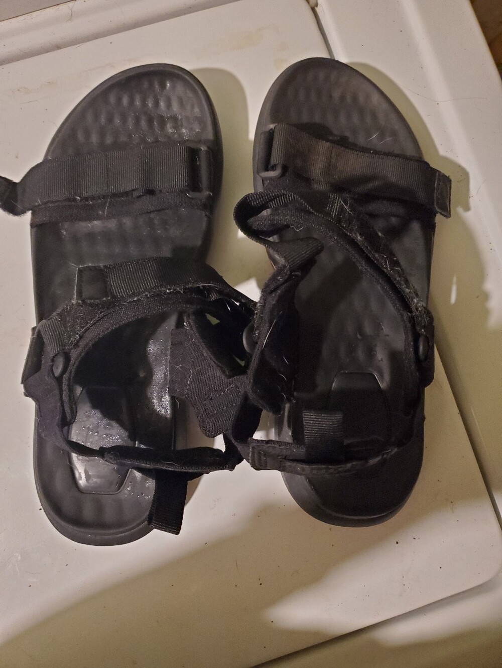 Mens Black Adjustable Strap Sandals